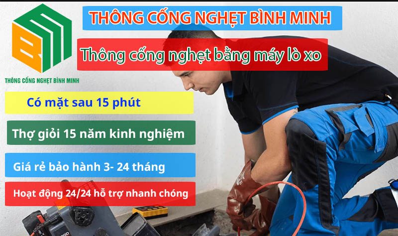 Thông cống nghẹt bằng máy lò xo